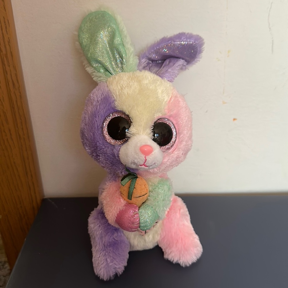 Ty Beanie Boos — 6” Bloom the Easter Bunny with Plush Carrot